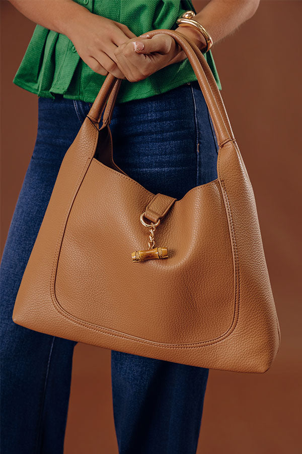 Milan Moment Faux Leather Tote in Camel