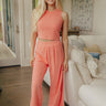 Weekend Go-To Midrise Wide Leg Pants in Coral Image - 1