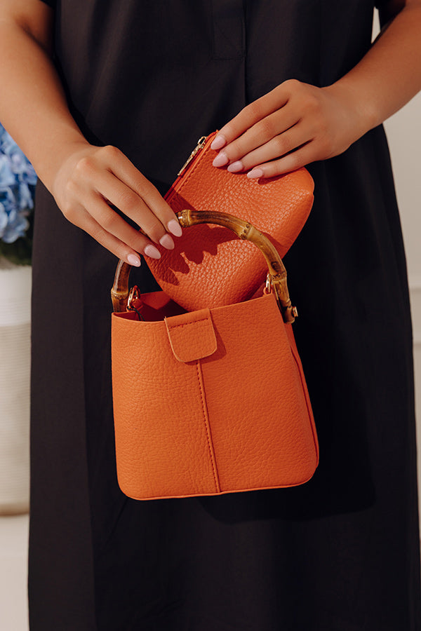 Cue The Chic Faux Leather Bucket Bag in Orange Image - 2
