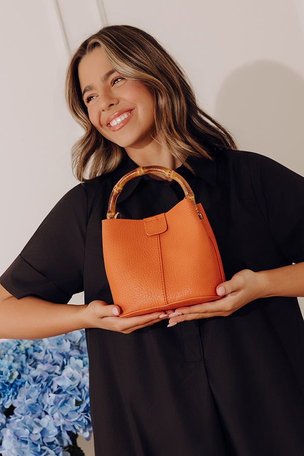Cue The Chic Faux Leather Bucket Bag in Orange Image - 1