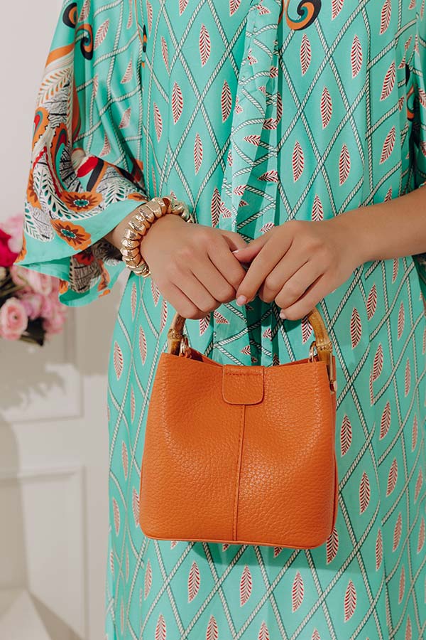 Cue The Chic Faux Leather Bucket Bag in Orange Image - 1
