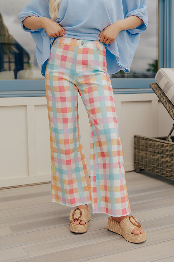 The Gracie High Waist Gingham Wide Leg Jeans Image - 2