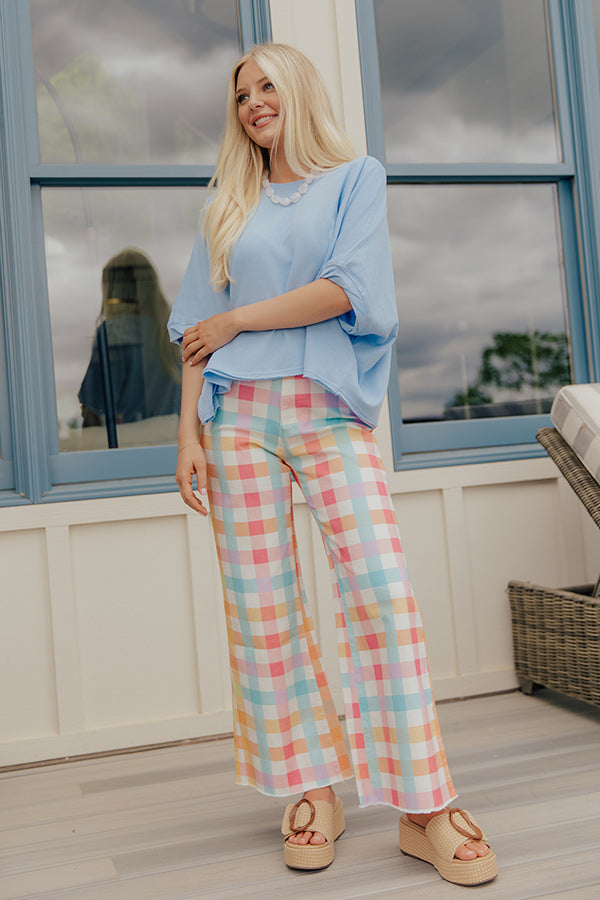 The Gracie High Waist Gingham Wide Leg Jeans Image - 1