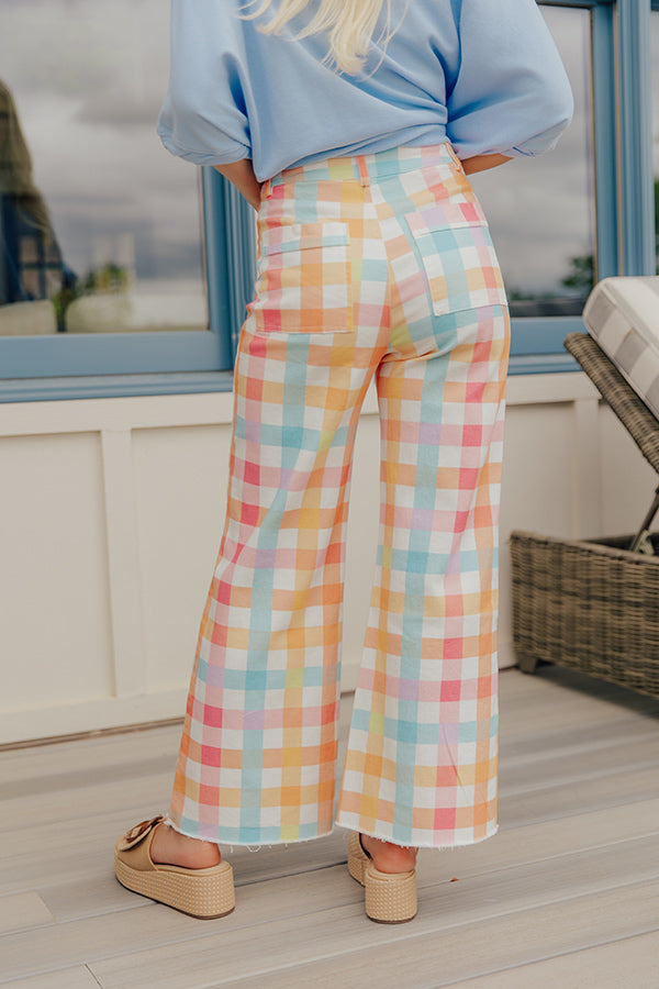 The Gracie High Waist Gingham Wide Leg Jeans Image - 3