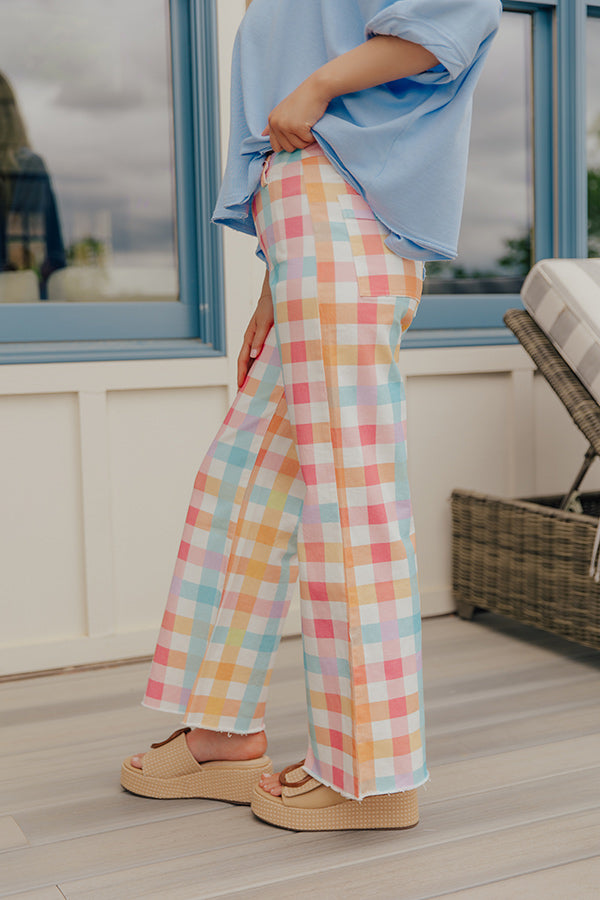 The Gracie High Waist Gingham Wide Leg Jeans Image - 4
