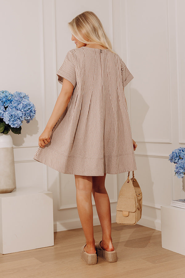 Charming Glance Stripe Mini Dress in Mocha Image - 3