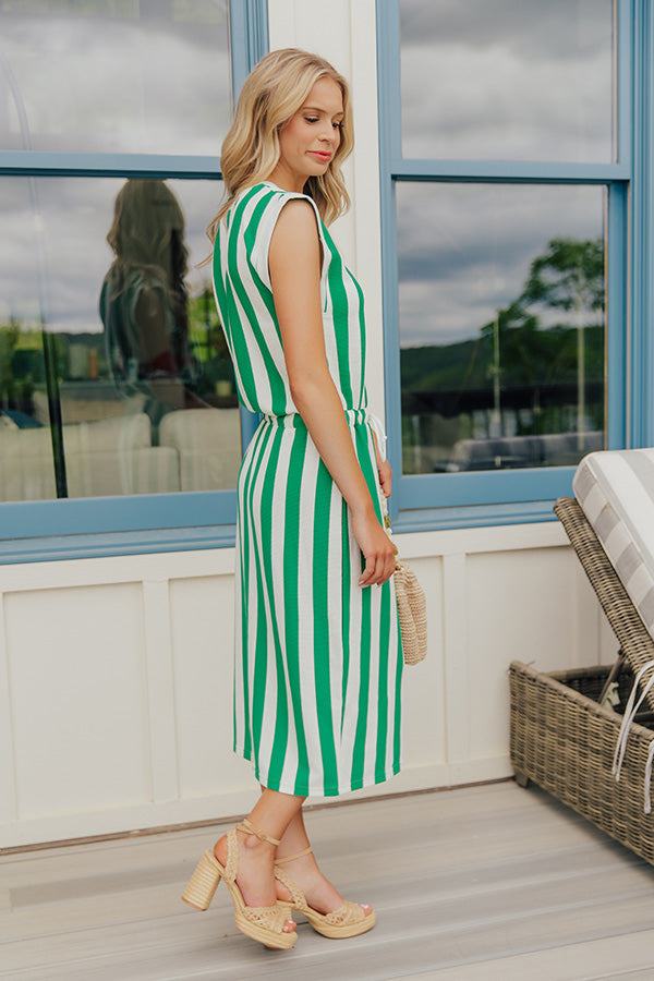 Weekend Stroll Stripe Knit Midi Dress in Green Image - 4