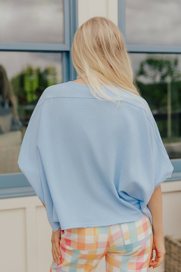 Sunny Muse Oversized Tee in Sky Blue Image - 4