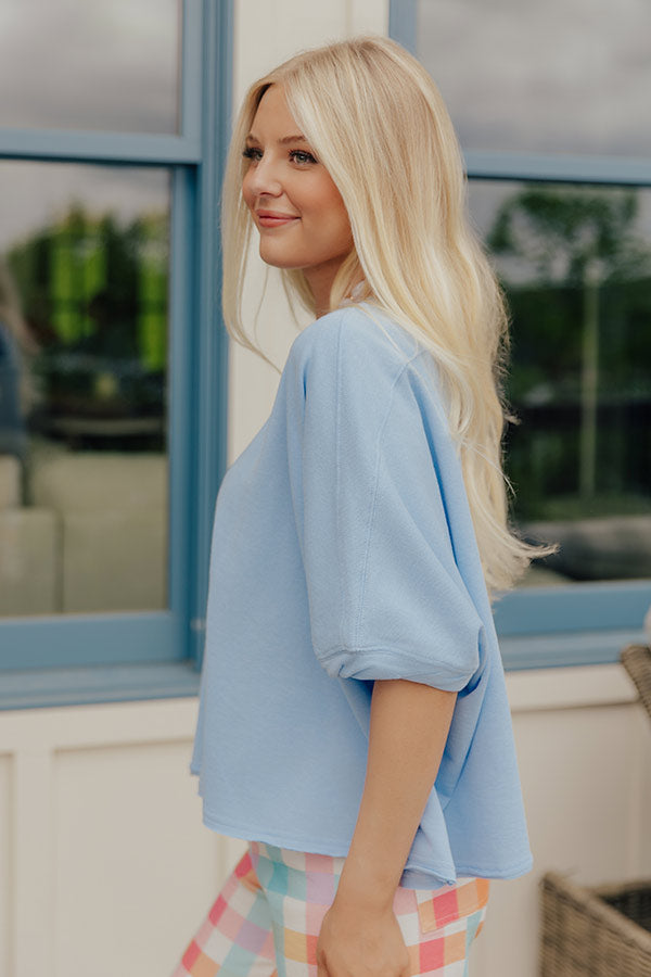 Sunny Muse Oversized Tee in Sky Blue Image - 3