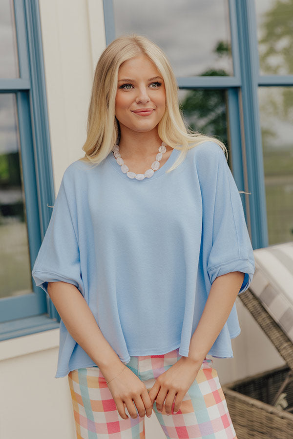 Sunny Muse Oversized Tee in Sky Blue Image - 2