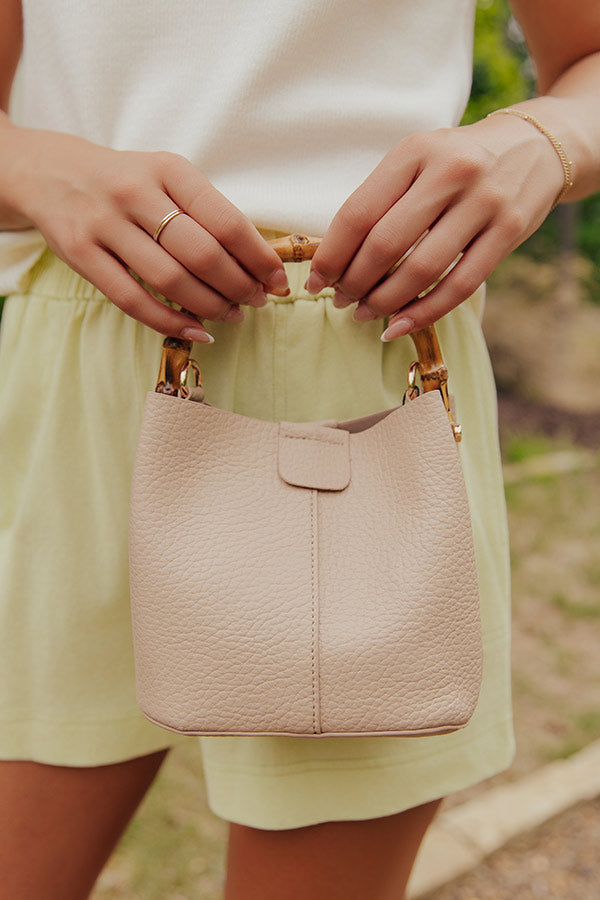 Cue The Chic Faux Leather Bucket Bag in Warm Taupe Image - 1