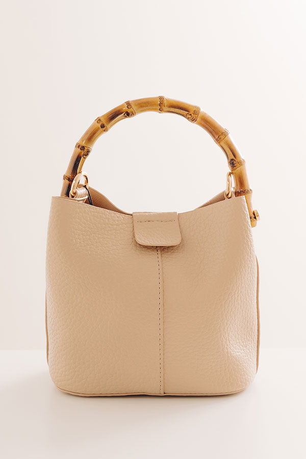 Cue The Chic Faux Leather Bucket Bag in Warm Taupe Image - 2