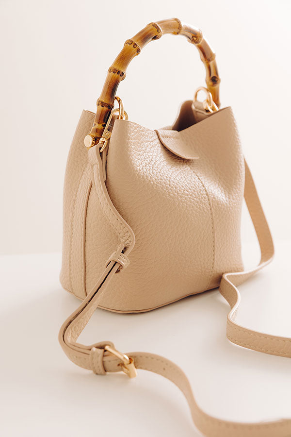 Cue The Chic Faux Leather Bucket Bag in Warm Taupe Image - 3