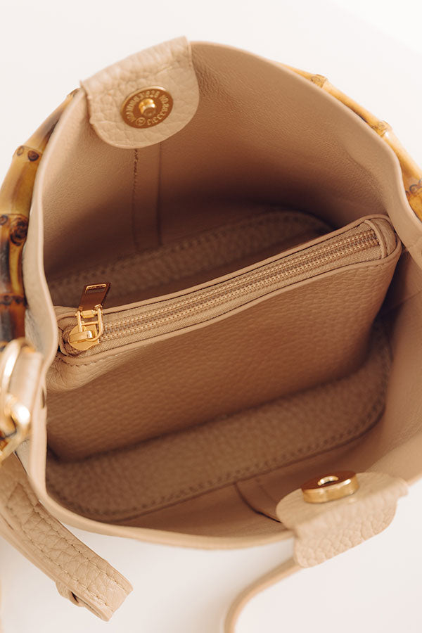 Cue The Chic Faux Leather Bucket Bag in Warm Taupe Image - 4