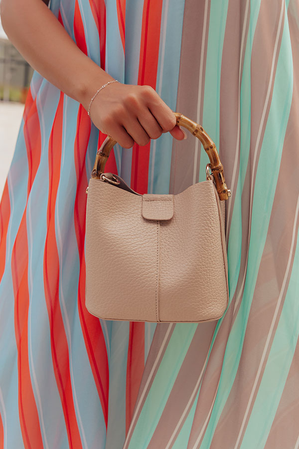 Cue The Chic Faux Leather Bucket Bag in Warm Taupe Image - 1