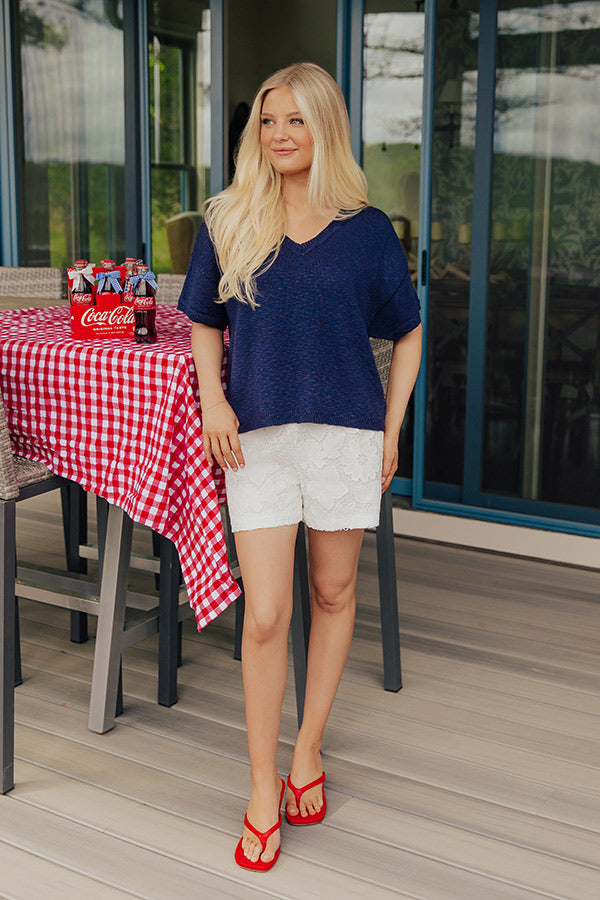 Coffee Run Cutie Knit Top in Navy Image - 2