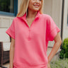 Metro Lounge Scuba Short Sleeve Top in Bubblegum Pink Image - 1