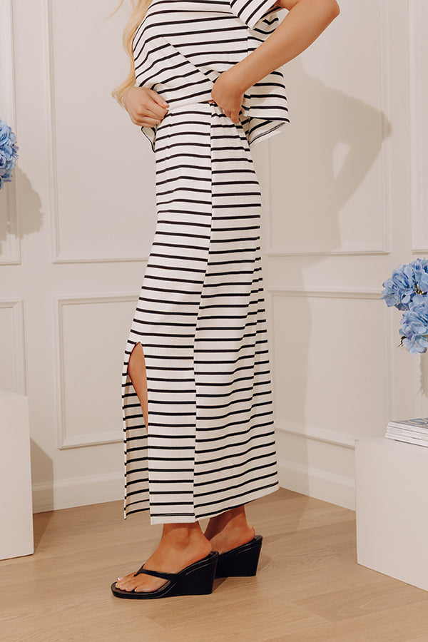 Weekend Cutie High Waist Stripe Midi Skirt Image - 2