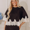 Evening Ease Lace Trim Scuba Top in Black Image - 1