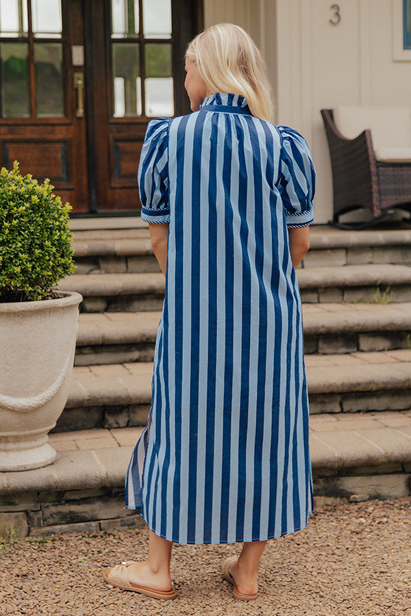 Harbor Line Button Down Midi Dress Image - 3