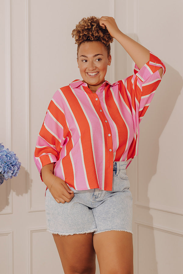 Sugar Rush Stripe Button Up Top Curves