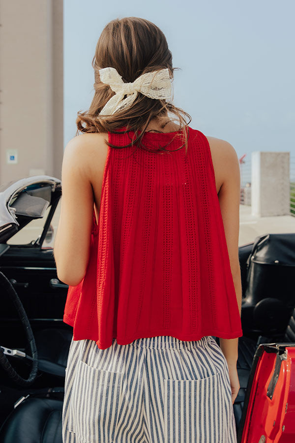 Sparks Fly Pointelle Knit Tank in Red Image - 3