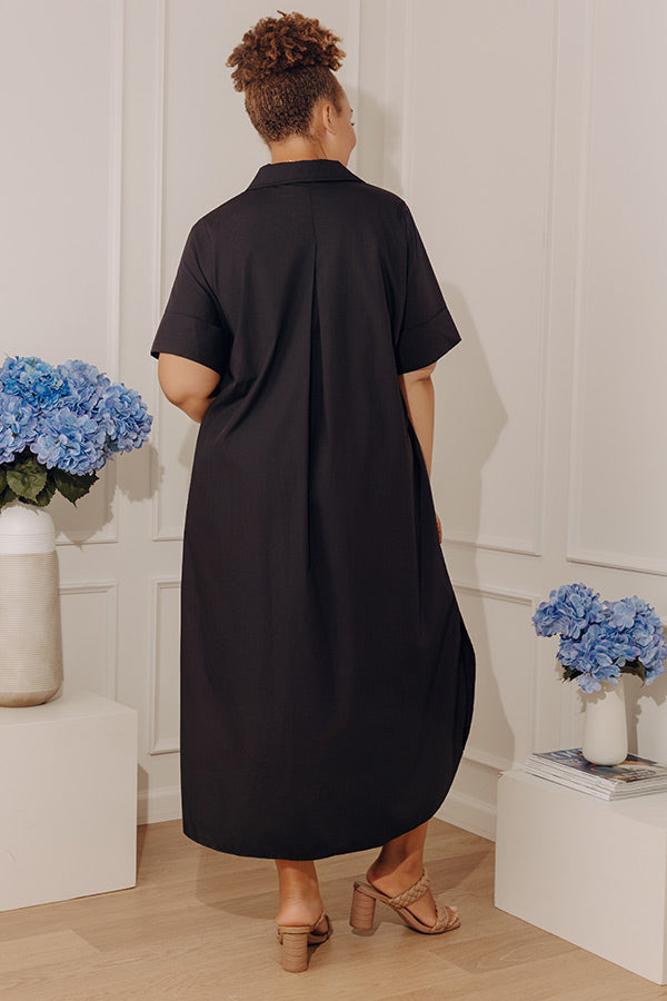 midi shirt dress with pockets Pinkblush Black Pocket Front Maternity Midi T-Shirt Dress Small