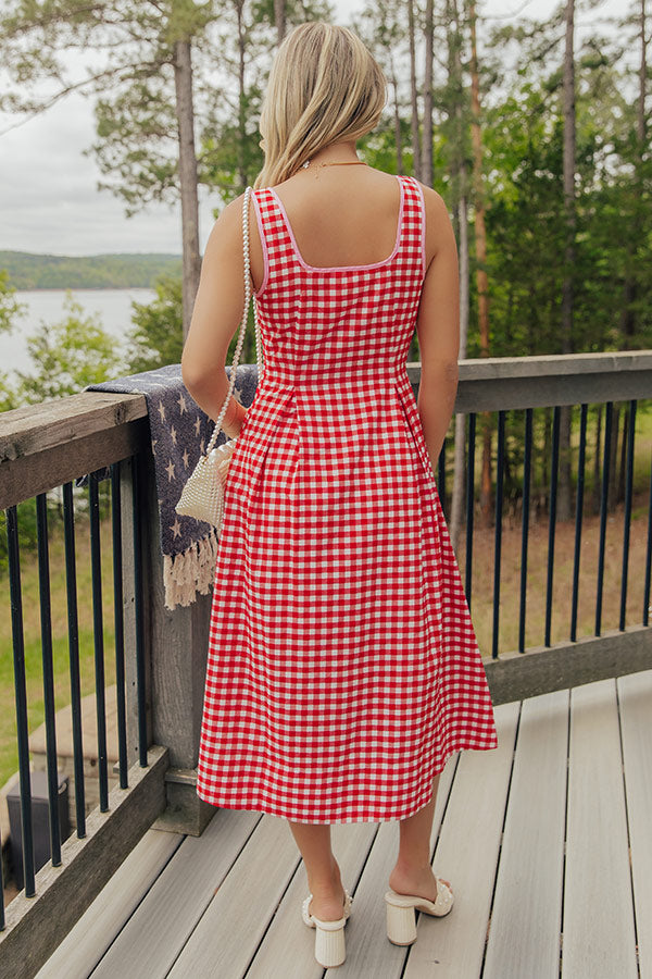 Soho Picnic Gingham Midi Dress Image - 5