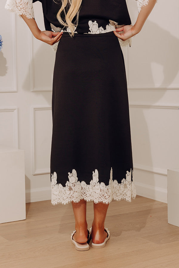 Evening Ease High Waist Scuba Midi Skirt in Black Image - 4