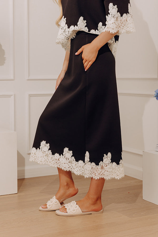 Evening Ease High Waist Scuba Midi Skirt in Black Image - 3