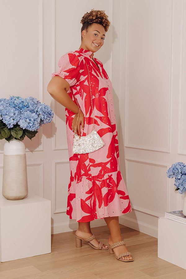 red brunch dress Island Flame Floral Maxi Dress Vacation & Brunch Dress for Women Medium