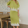 Evening Ease High Waist Scuba Midi Skirt in Lime Punch Image - 1