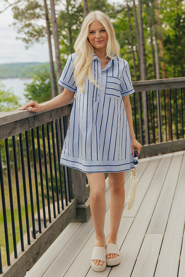 Dockside Chic Stripe A-line Mini Dress in Light Blue Image - 5