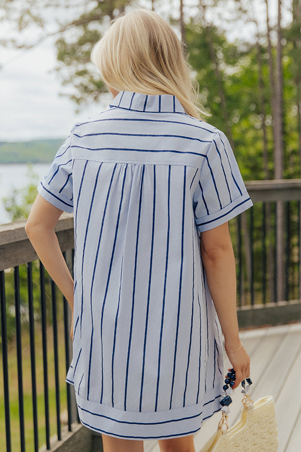 Dockside Chic Stripe A-line Mini Dress in Light Blue Image - 3