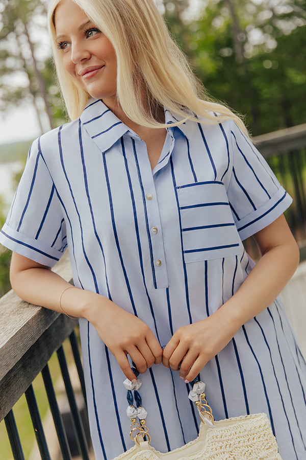 Dockside Chic Stripe A-line Mini Dress in Light Blue Image - 4