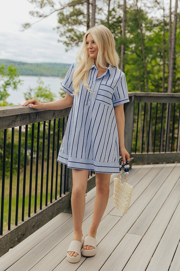 Dockside Chic Stripe A-line Mini Dress in Light Blue Image - 1