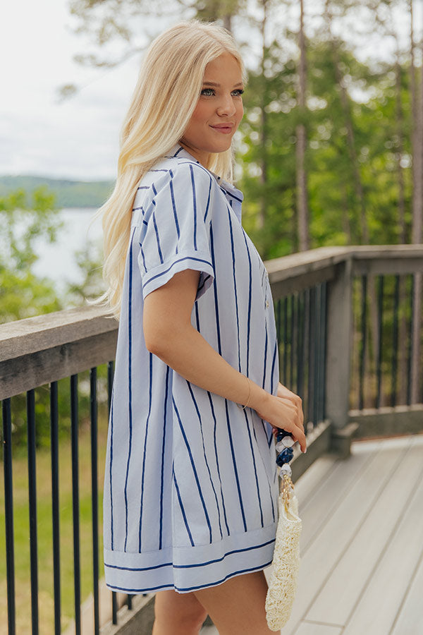 Dockside Chic Stripe A-line Mini Dress in Light Blue Image - 2