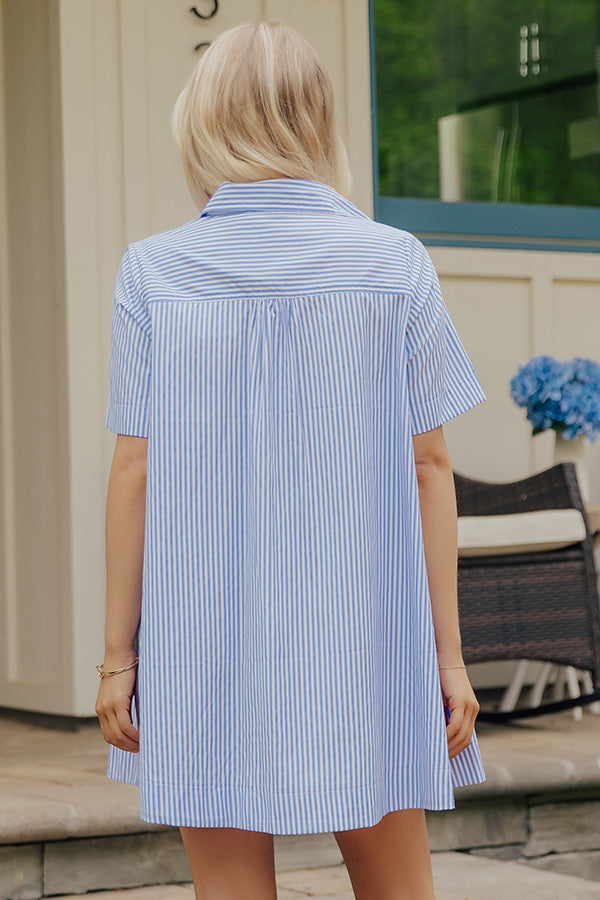Fresh Lines Stripe Mini Dress in Light Blue Image - 3