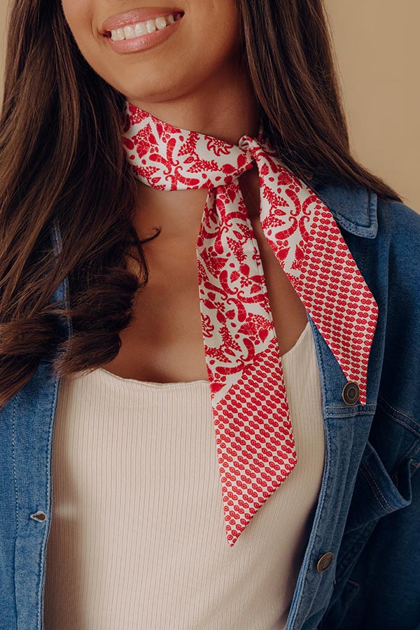 Feeling Dreamy Floral Hair Scarf in Red