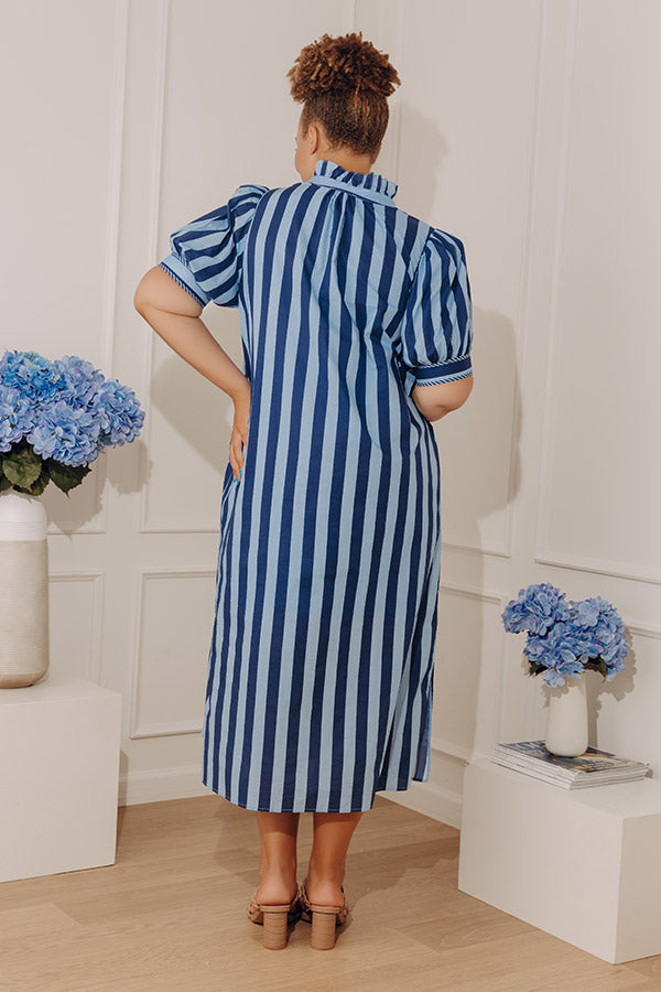 Harbor Line Button Down Midi Dress Curves Image - 5