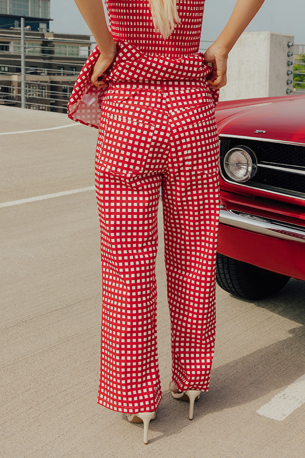 Soho Picnic High Waist Gingham Wide Leg Pants Image - 4