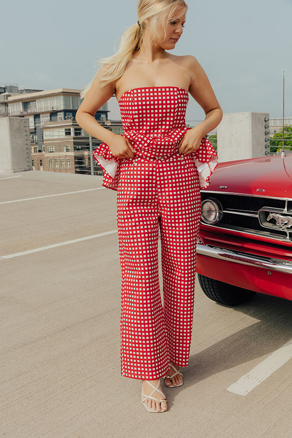 Soho Picnic High Waist Gingham Wide Leg Pants Image - 1