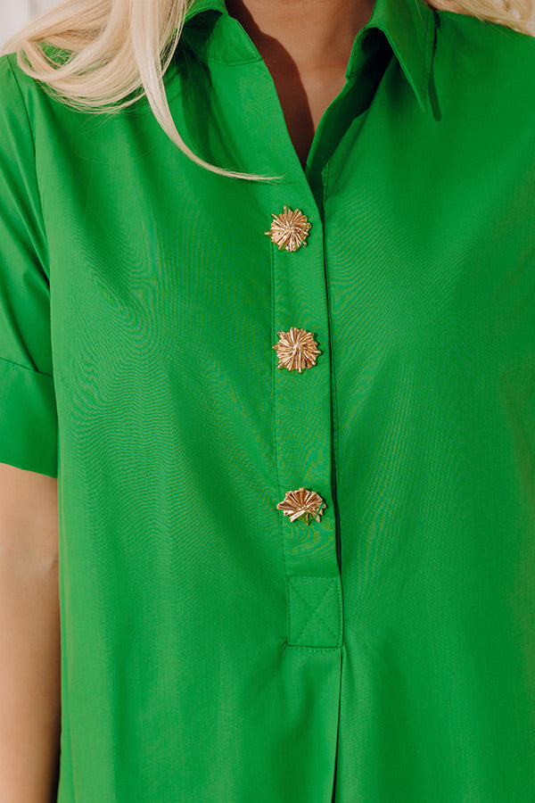Capri Ease Midi Shirt Dress in Kelly Green S / kelly-green Capri Ease Midi Shirt Dress in Kelly Green S / kelly-green