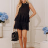 Evening Ease Lace Trim Peplum Top in Black Image - 1