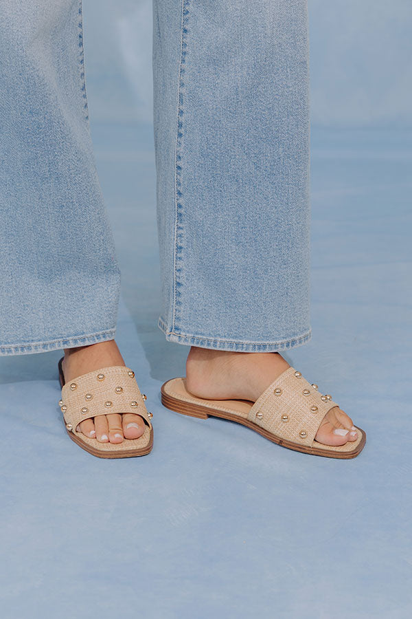 Come Aboard Raffia Woven Studded Sandals Image - 1