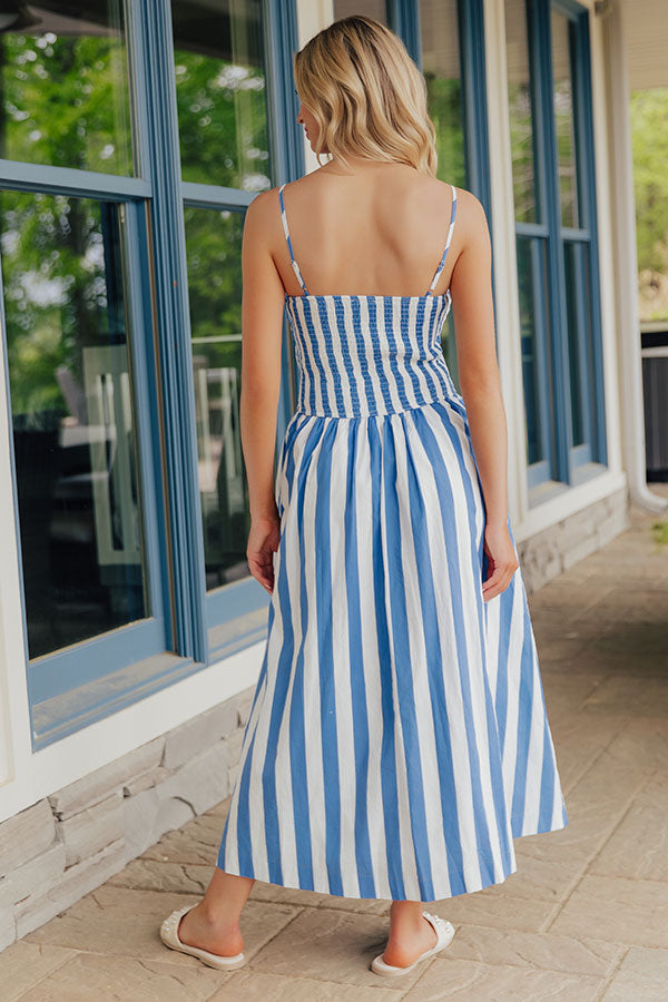 Club Chic Stripe Midi Dress M / Light Blue