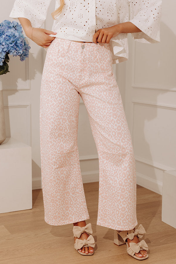 Blush Instinct High Waist Leopard Barrel Leg Jean Image - 1