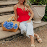 Picnic Date Midrise Gingham Barrel Jeans in Light Blue Image - 1