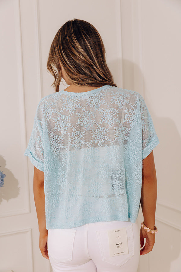 Delicate Muse Lace Top in Sky Blue Image - 5
