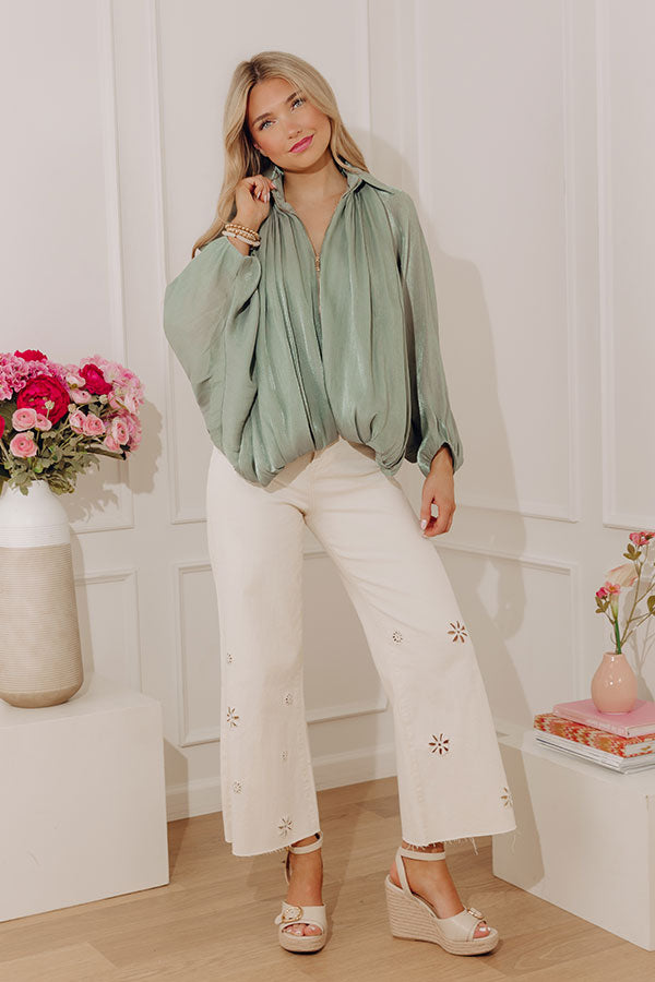 The Daisy High Waist Embroidered Wide Leg Jean